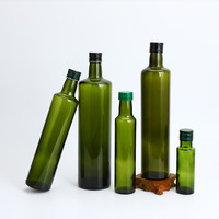 Bouteilles en verre carrées vides de couleur vert foncé Marasca pour huile d'olive de cuisine, avec bouchon en liège, 100 ml, 250 ml, 500 ml, 750 ml, 1 L