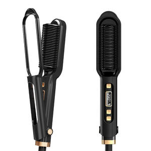 Cepillo Alisador de Cabello con Iones Negativos de Cerámica, Pantalla LCD, Peine Eléctrico 2 en 1, 10 Temperaturas, Herramienta de Peinado Portátil - Product Image 1
