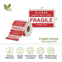 Autocollants d'expédition pour colis fragiles, 500 étiquettes par rouleau, adhésif permanent résistant pour la protection des boîtes de déménagement et des colis de fret
