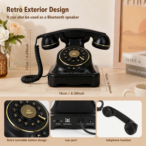 Téléphone de bureau rétro Bluetooth prêt à être expédié, prend en charge l'assistant vocal, téléphones filaires de style rétro, vente en gros - Product Image 2