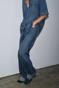 Jeans da donna alla moda Primavera/Autunno 2026, casual, lavabili, a gamba larga, stile <span class=keywords><strong>boyfriend</strong></span>, a vita media, in denim con orlo arrotolato - Product Image 3