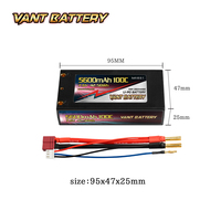 Casing keras pendek tegangan tinggi 2S Lipo baterai 7.6V 5600mAh 100C Graphene dengan konektor Deans untuk model perahu truk RC