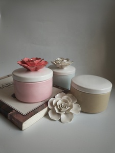 Luxury Flower Lid Design <strong>Ceramic</strong> <strong>Jewelry</strong> <strong>Box</strong> with Lid for <strong>Decoration</strong> - Product Image 3