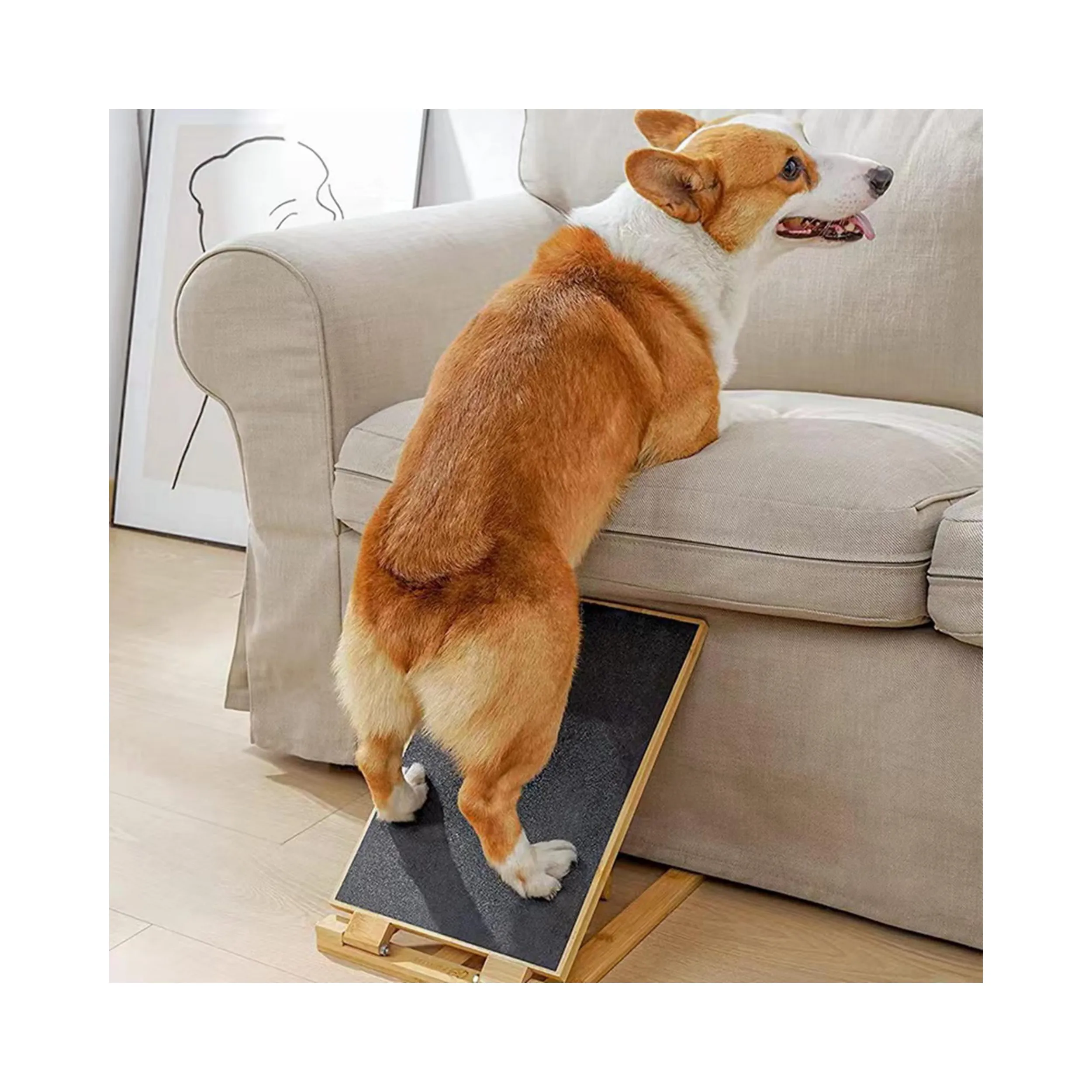 Rampe pour chien pliable hauteur réglable planche à gratter en bois pPet Ram échelle pour chien griffoir pour chien pour escalade