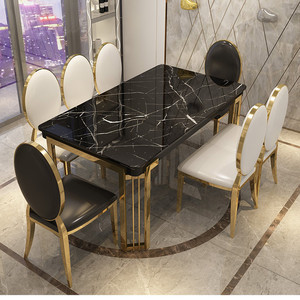 Bộ Bàn Ăn Bằng Đá Cẩm Thạch Lớn Sang Trọng Bàn Ăn 8 Chỗ Ngồi Bàn Ăn Hiện Đại - Product Image 3