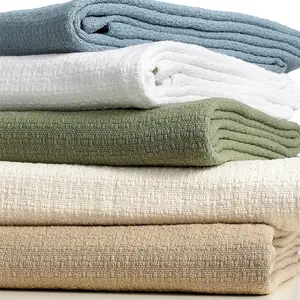 Couverture de repos réversible 100% coton tricoté couverture pour salon sieste Relaxation