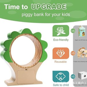 Hucha de madera con ventana transparente de acrílico, caja de dinero de escritorio para niños, regalo, almacenamiento - Product Image 3