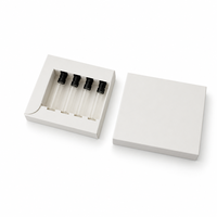 Boîte d'emballage personnalisée de luxe en papier blanc pour coffret découverte de parfums avec 5 compartiments et logo holographique, vente en gros, échantillon, boîte cadeau