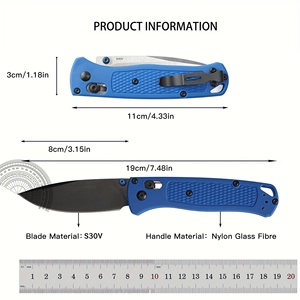 BUGOUT S30V Blade Clip Safety Lock Non-Slip Glass Fiber <b>Nylon</b> Handle EDC Folding Pocket Knife for Outdoor Camping OEM Support - Product Image 6