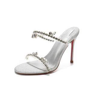 Sandales à une bride pour femmes, ornées de strass argentés, talons fins, nouvelles pantoufles transparentes en cristal, talons hauts élégants - Product Image 5