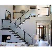 DAIYA escalier main courante avec escalier garde-corps en verre trempé garde-corps en acier poteau noir design en verre