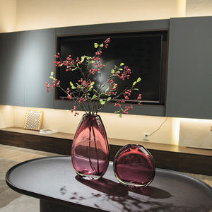 Accesorios de Decoración para el Hogar de Lujo, Florero de Vidrio Grande con Forma de Estrella de Diamante Rojo, Tipo Goteo, con Marco Dorado - Product Image 5