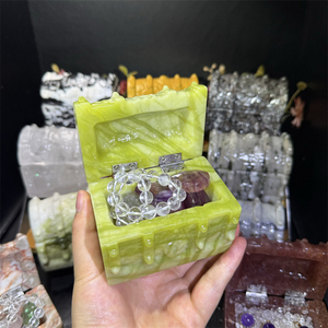Caja de <span class=keywords><strong>Cristal</strong></span> Hecha a Mano de Estilo Antiguo para Joyas y Bisutería, con Materiales Variados, de la Fábrica Kindfull - Product Image 4