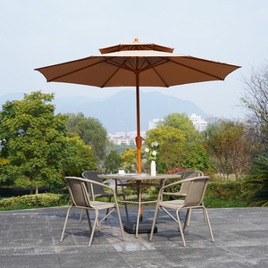 Hot Selling All Iron Double-top Upright Outdoor Leisure Garden Large Umbrella with Thick PU Fabric - Product Image 3