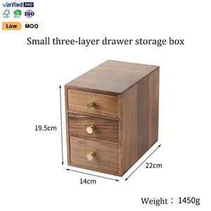 Boîte de rangement de bureau multicouche en noyer massif de haute qualité, neuve, avec tiroir, boîte de rangement premium pour cosmétiques et articles divers - Product Image 3