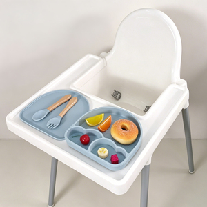 Ensemble <span class=keywords><strong>de</strong></span> vaisselle pour tout-petits en silicone <span class=keywords><strong>de</strong></span> qualité alimentaire, assiette antidérapante pour bébé avec ventouse, forme arc-en-ciel, assiette compartimentée - Product Image 1
