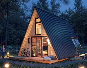 Casa de Juegos Infantil Triangular de Madera y Acero para Exteriores |   Casa de Jardín Prefabricada Moderna y Ecológica para Hacerlo Usted Mismo - Product Image 1