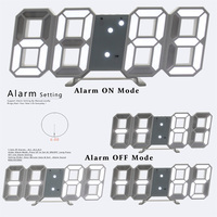 Despertador Digital grande recargable por USB, reloj de pared LED 3D con alarma de repetición
