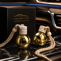 Flacon de parfum de voiture en verre électroplaqué or de luxe 7ml 8ml 10ml 12ml 15ml, diffuseur d'huiles essentielles suspendu, flacon rechargeable