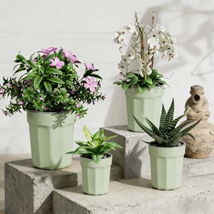 Pot de fleurs en céramique auto-arrosant avec design transparent de contrôle des racines, jardinière hydroponique écologique pour succulentes et plantes - Product Image 4