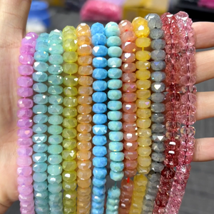 ลูกปัดแก้วคริสตัลเหลี่ยมเพชรพลอยขนาด 8 มม. สีรุ้ง AB สีใสเหมือนน้ำแข็ง หยกพอร์ซเลนหลากสี สำหรับทำเครื่องประดับ DIY - Product Image 1