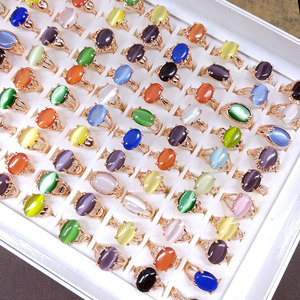 Oval Teardrop Multicolor <b>Cat</b> Eye Stone <b>Rings</b> For Women Rose Gold Plated Mixed Style Gemstone Finger <b>Rings</b> Bulk Wholesale - Product Image 4