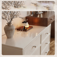 Bureau de toilette en forme de L avec commode à 6 tiroirs, meuble de rangement moderne pour maquillage de chevet