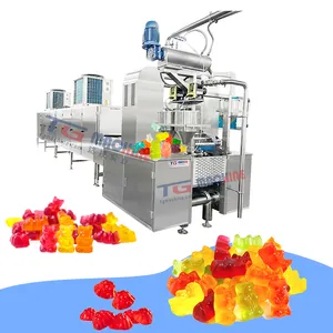 TG PLC control de proceso por computadora fabricante de bombones gelatina gomosa oso gelatina suave depósito de dulces fabricación máquina de vertido con CE