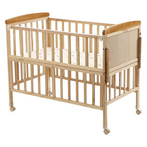 Cuna de madera de haya con dosel y ruedas para niños, diseño tradicional, tamaño personalizable - Product Image 2