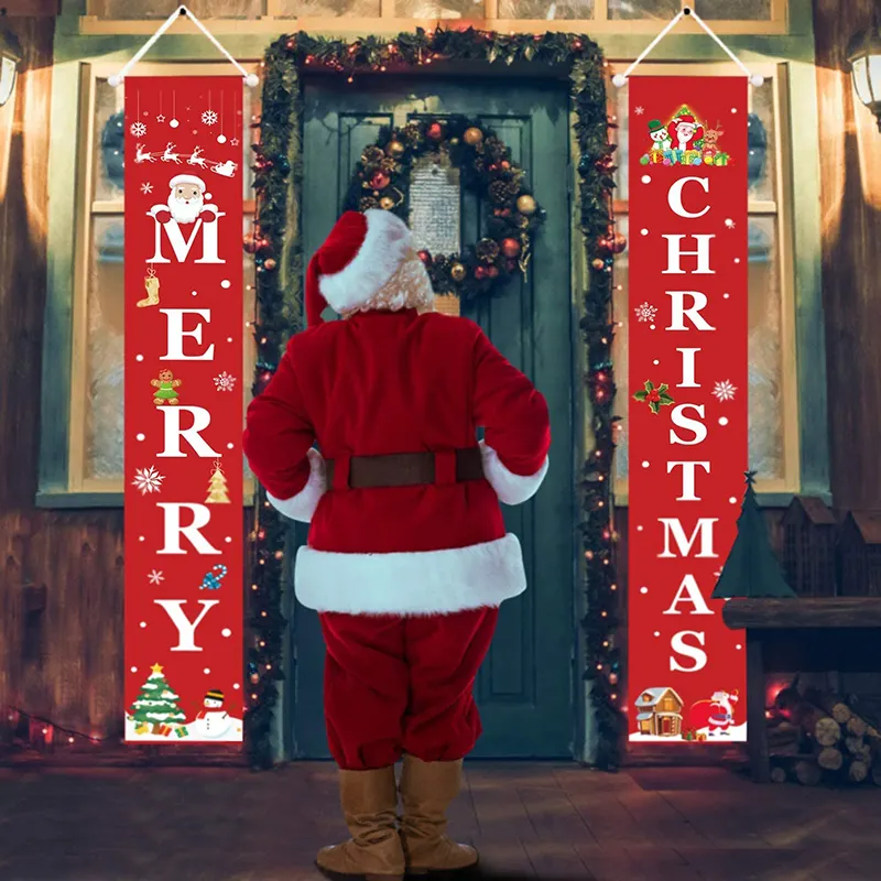 Suministros de decoración de Navidad para interior y exterior, cartel de Feliz Navidad para porche, grande, Color Rojo