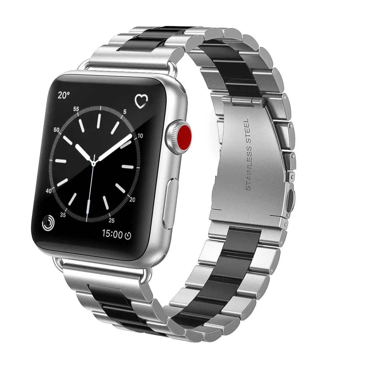 Per Apple Watch Series 5 <span class=keywords><strong>4</strong></span> <span class=keywords><strong>3</strong></span> 2 cinturino cinturino cinturino <span class=keywords><strong>in</strong></span> <span class=keywords><strong>acciaio</strong></span> inossidabile nero per cinturino iWatch 38mm 40mm 42mm 44mm