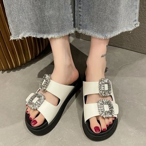 Sandalias de plataforma alta de cristal brillante 2023, sandalias deslizantes para exteriores de verano para mujer, zapatillas para mujer - Product Image 6