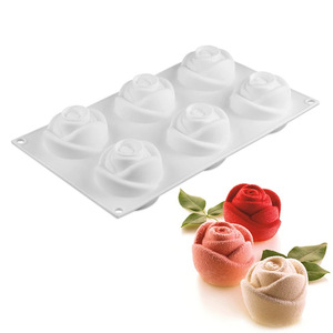 Rose Silicone Mold 6 Cavity For Baking Cake And Candle Making Commercial Use - Product Image 1