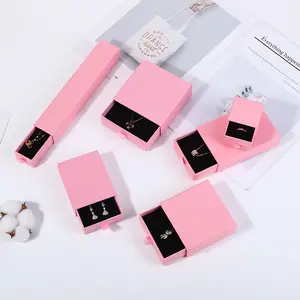 Luxury Custom Print Logo Boxes Pink Jewelry Bracelet Earrings Necklace Gift Packaging Paper Boxes