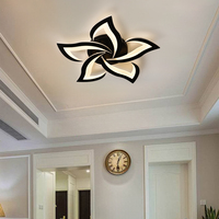 Lustre de plafond LED moderne en acrylique noir pour la maison, design rond intelligent, décoration de pièce, luminaires intérieurs