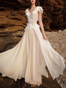 Nuevo Vestido Maxi de Verano 2026 para Mujer, Estilo A, Sin Espalda, con Ribete de Encaje, Cintura Natural y Abertura Lateral, Ideal para Oficina - Product Image 6