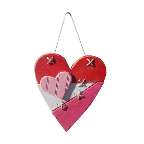 Valentine's day Wooden Red Hanging Heart Door home wall decoration Valentine Gift Valentine Heart Decoration