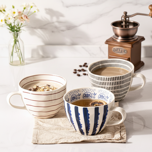 Taza de Cerámica Nórdica Hecha a Mano, <span class=keywords><strong>Irregular</strong></span>, de Gran Capacidad, Resistente a Altas Temperaturas, para Desayuno y Avena, Estilo Vintage Creativo - Product Image 2