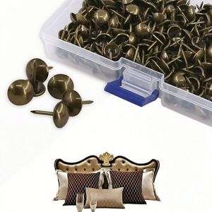 Clous décoratifs DIY en laiton plaqué or 8 mm, têtes rondes, pour rembourrage, meubles, canapés, têtes de lit, bronze - Product Image 1