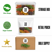 Bulk Wholesale Dinosaur Gummy Candy Sugar Coated Mixed Fruit Flavors Novelty Shape Kids Classroom Party Snacks Candy