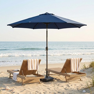 <span class=keywords><strong>Sombrilla</strong></span> de Patio Plegable Moderna de 2.3m, Impermeable, Color Azul Marino, con Manivela, Estructura de Hierro, 6 Varillas, Resistente a los Rayos UV, para Jardín, Hotel - Product Image 1