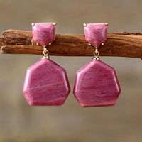 Boucles d'oreilles clous géométriques de luxe en laiton plaqué or avec labradorite, améthyste et amazonite taille princesse, bijoux
