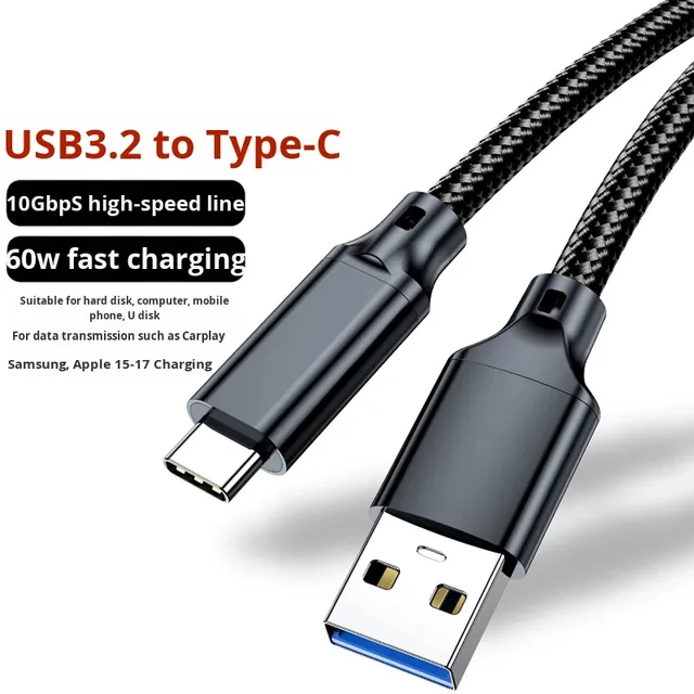 Factory Direct Custom Mold USB3.2 Type-C Nylon Braided Cable 10Gbps High-Speed Data Transfer Fast Charging Compatible Hard