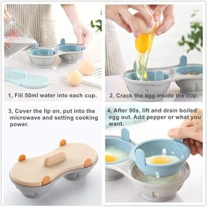 Copa para cocinar huevos escalfados en microondas, 2 cavidades, apta para uso alimentario, con doble drenaje, utensilio de cocina - Product Image 3