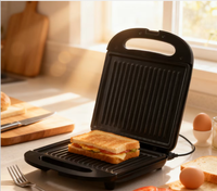 Machine à sandwichs et gaufres quatre tranches avec plaque de cuisson double zone, revêtement antiadhésif - Appareil de cuisine
