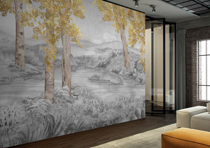 Decoración de Hogar de Lujo, Mural de Pared Personalizable con Diseño Vintage de Bosque Otoñal, Decoración de Pared con Paisaje de Árboles de Arce Marrón Cálido, Alta Reproducción de Color - Product Image 2