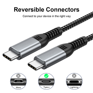 Câble de charge rapide tressé en nylon 1m 2m 3m Usbc 240w 48V 5A Pd Charge rapide Type-c vers Usb-c 100 Watt 5 a Câble de données Usb Type c - Product Image 6