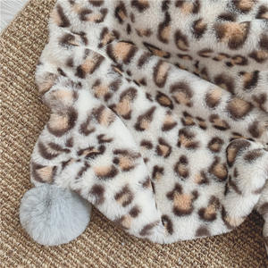 <span class=keywords><strong>Couverture</strong></span> pour bébé en fourrure de lapin véritable à imprimé léopard super douce et mignonne pour bébé, style nordique, printemps-hiver, <span class=keywords><strong>rose</strong></span>, pompons - Product Image 6