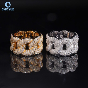 Anillo de Cóctel de Lujo con Moissanita y Oro de 18K, Corte Brillante Redondo, Engaste Pavé, Diseño Geométrico, Joyería Unisex para Fiestas - Product Image 2