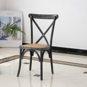 Chaise en bois massif à dossier croisé en X, <span class=keywords><strong>prix</strong></span> d'usine de gros, pour <span class=keywords><strong>salle</strong></span> à manger, salon et villas, idéale pour événements de mariage et fêtes - Product Image 2